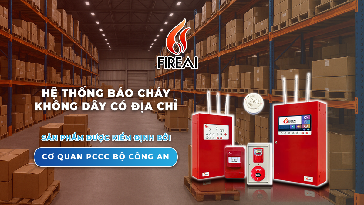 Hệ thống báo cháy tự động không dây FireAI cho kho bãi