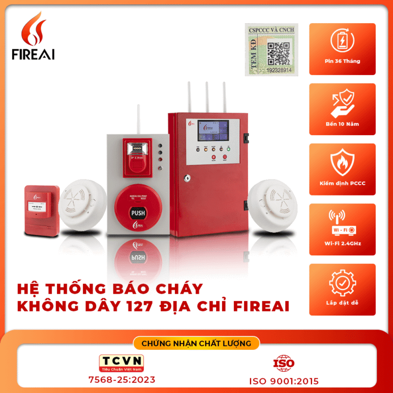 Mô hình ADVANCED: Giải pháp báo cháy tự động cho công trình lớn, nhiều phân khu, quản lý LCD