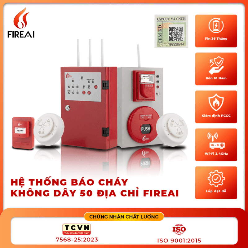 Mô hình STANDARD: Hệ thống báo cháy tự động có địa chỉ + App cho công trình vừa