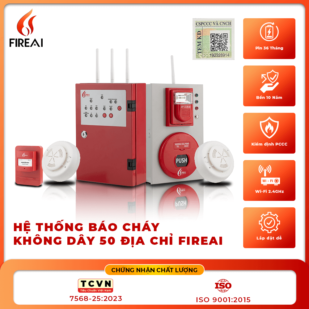 Mô hình STANDARD: Hệ thống báo cháy tự động có địa chỉ + App cho công trình vừa