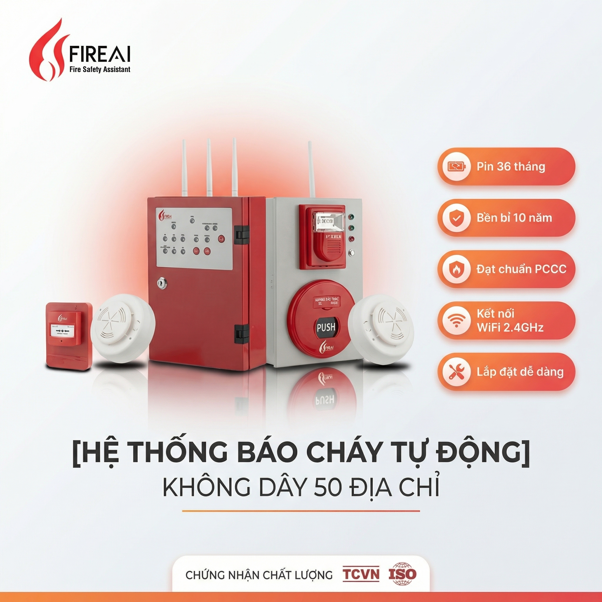 Hệ Thống Báo Cháy Tự Động Không Dây 50 Địa Chỉ