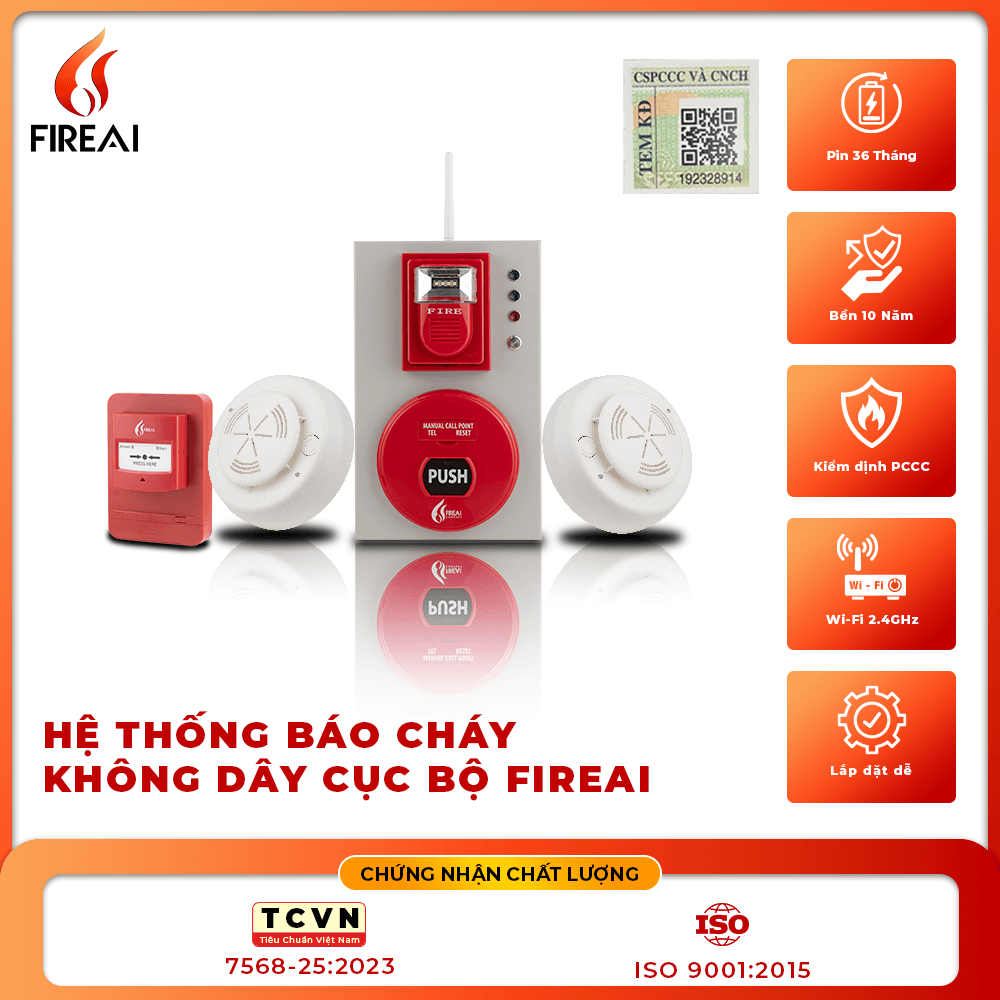Mô Hình BASIC: Hệ thống báo cháy không dây cục bộ, gọn nhẹ cho mặt bằng nhỏ