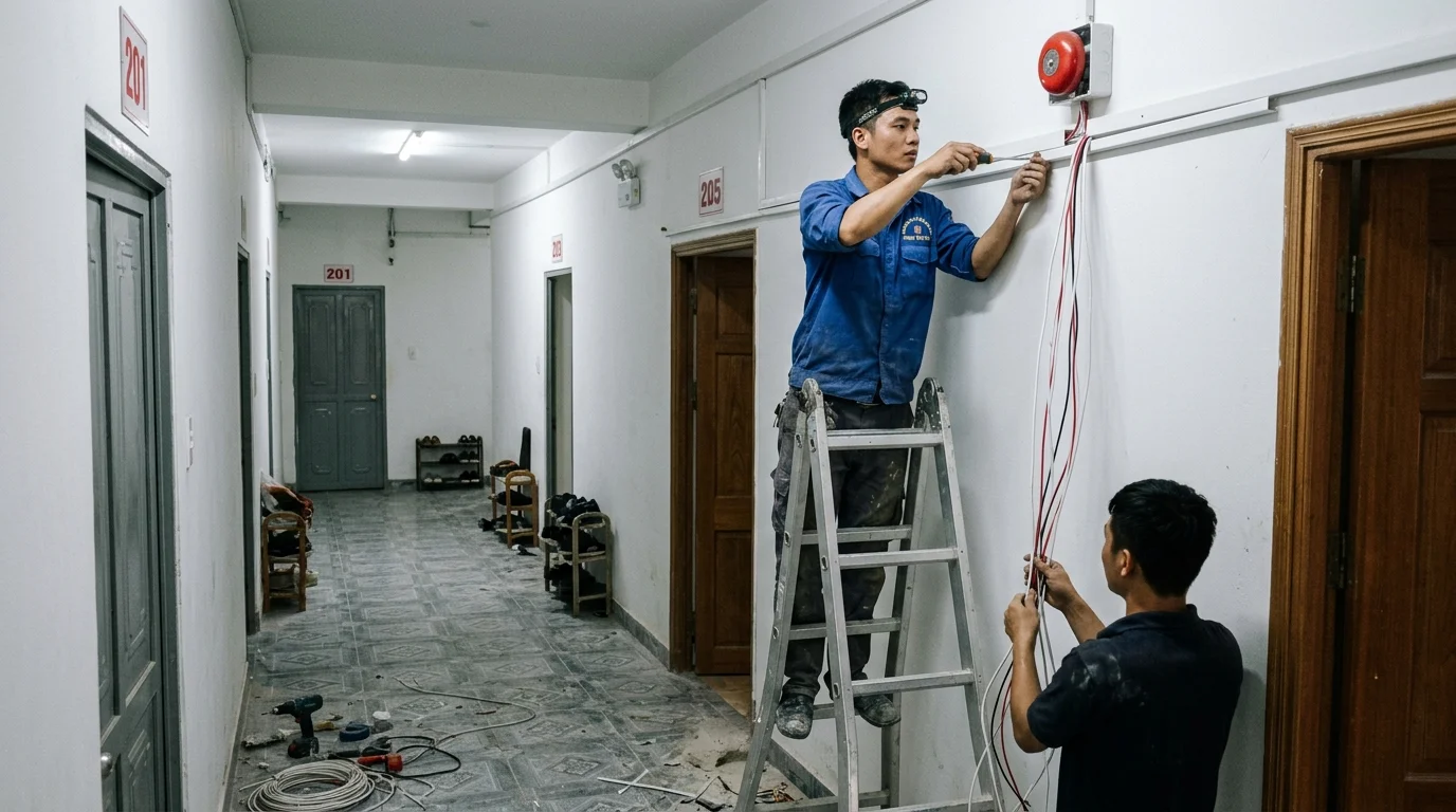 Lắp Báo Cháy Cho Nhà Trọ Đã Hoàn Thiện: Đục Phá Tường Hay Chọn Không Dây?